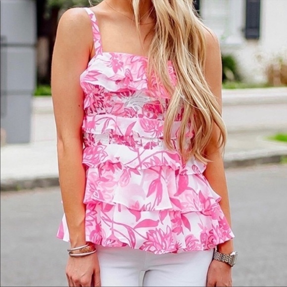 Lilly Pulitzer Tops - Lilly Pulitzer Olive Top Resort White Caliente Size 0 NWT